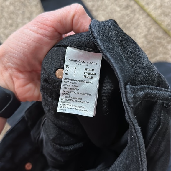 American Eagle The Lu(x)e Jean Hi-Rise Jegging Skinny Black Distressed Size 8 - Picture 14 of 16